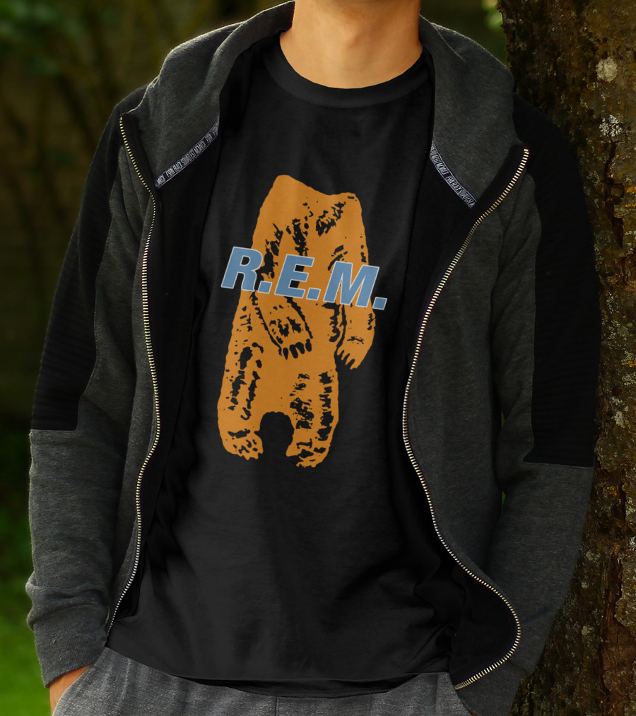 R.E.M. Orange Bear Motif T-Shirt