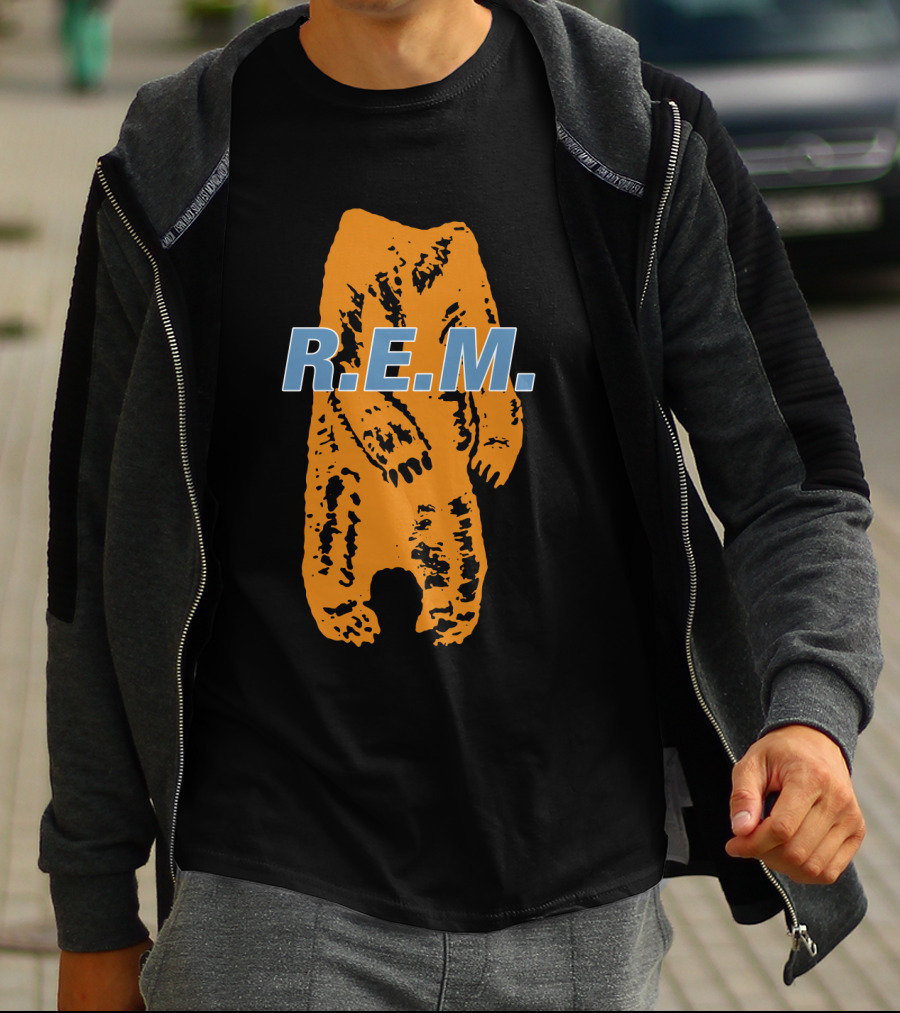 R.E.M. Orange Bear Motif T-Shirt
