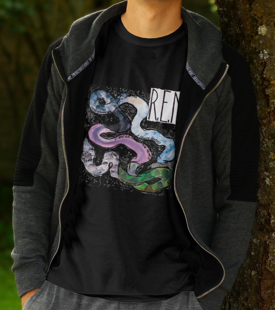 R.E.M. Fifteen Reckoning Camera Seven Chinese Letter Adventure T-Shirt