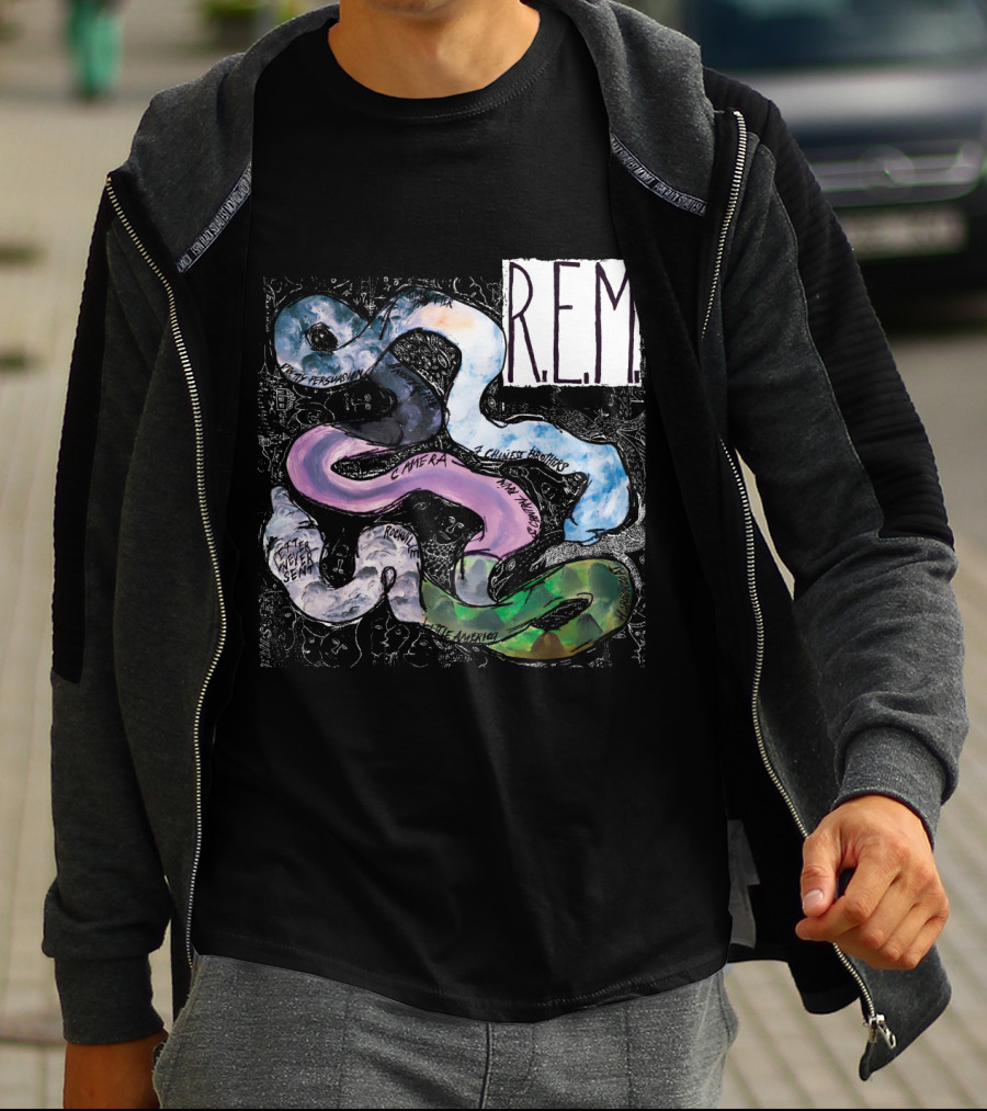 R.E.M. Fifteen Reckoning Camera Seven Chinese Letter Adventure T-Shirt