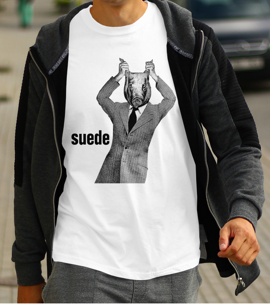 Suede Pig Head Suit Man Artwork Sde T-Shirt