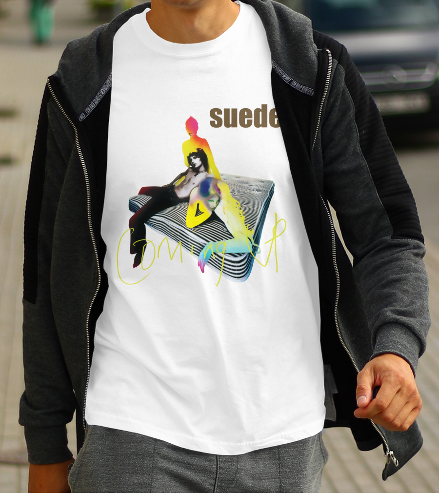 Suede Coming Up Album Cover Sde 06 Multicolored Figures On Mattress T-Shirt