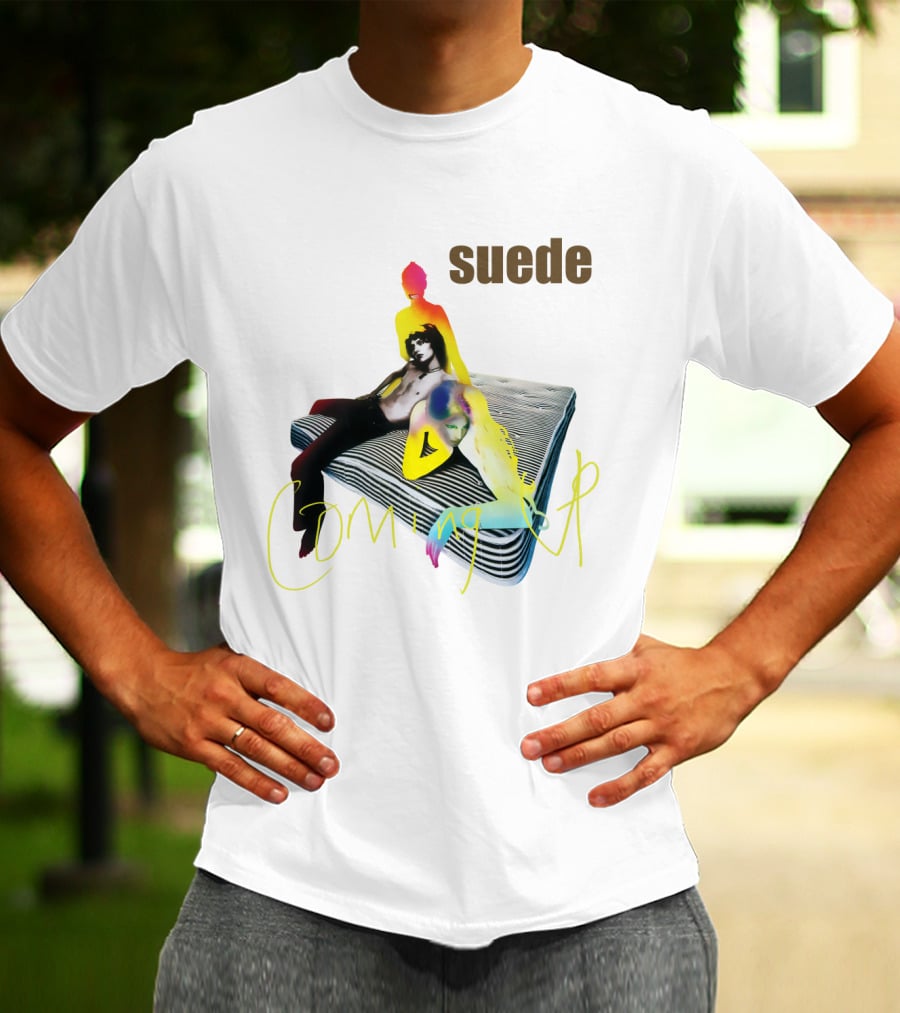 Suede Coming Up Album Cover Sde 06 Multicolored Figures On Mattress T-Shirt