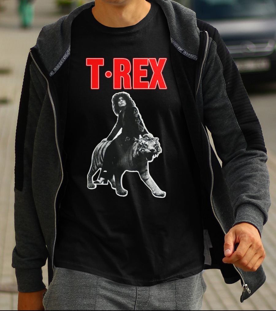 T. Rex Iconic Rock Legend Riding Tiger T-Shirt