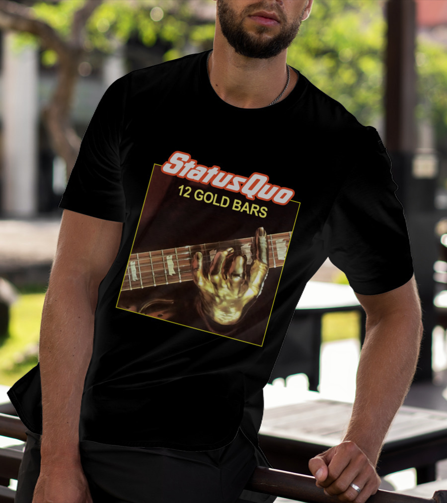 StatusQuo 12 Gold Bars Guitar Album Cover T-Shirt