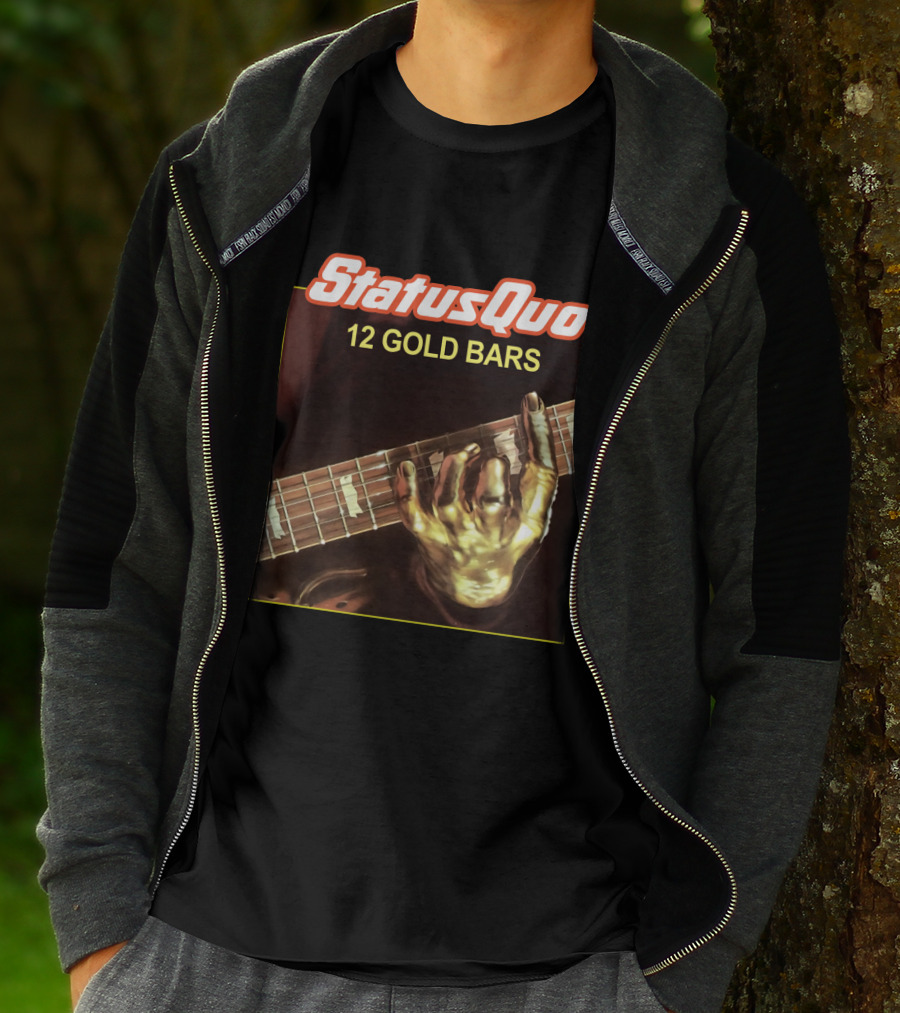 StatusQuo 12 Gold Bars Guitar Album Cover T-Shirt