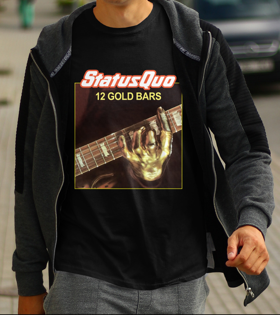 StatusQuo 12 Gold Bars Guitar Album Cover T-Shirt