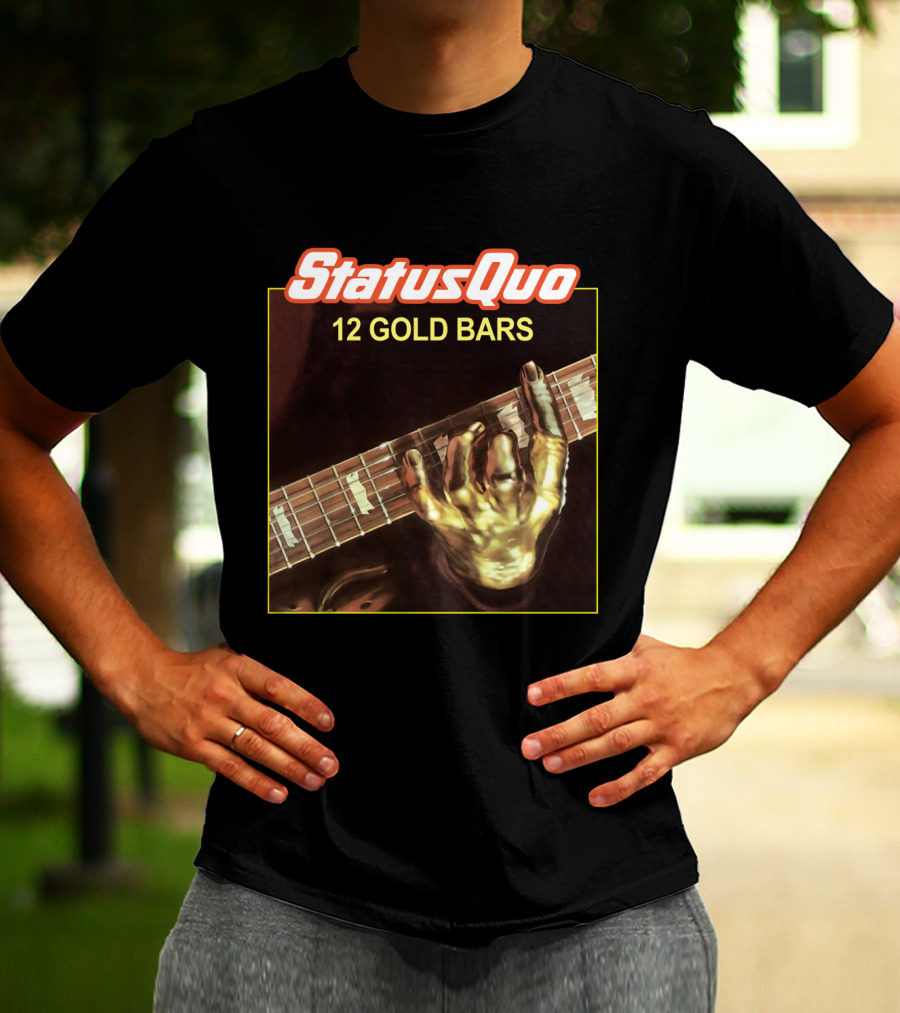 StatusQuo 12 Gold Bars Guitar Album Cover T-Shirt