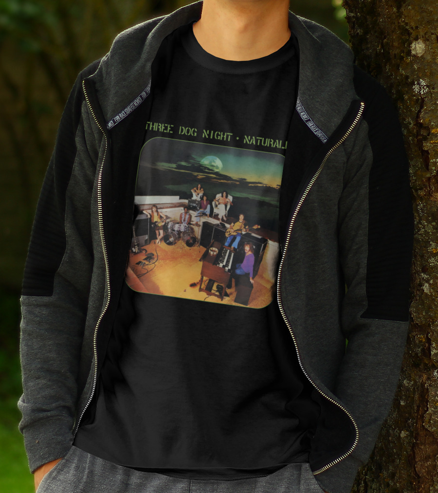 Three Dog Night Naturally Album Cover Moonlit Rooftop Band Scene T-Shirt