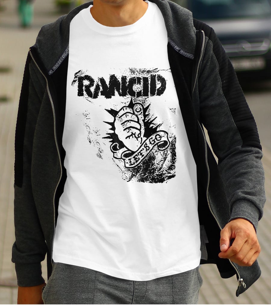 Rancid Let's Go Fist Logo Grunge Style T-Shirt