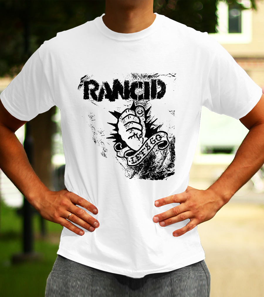 Rancid Let's Go Fist Logo Grunge Style T-Shirt