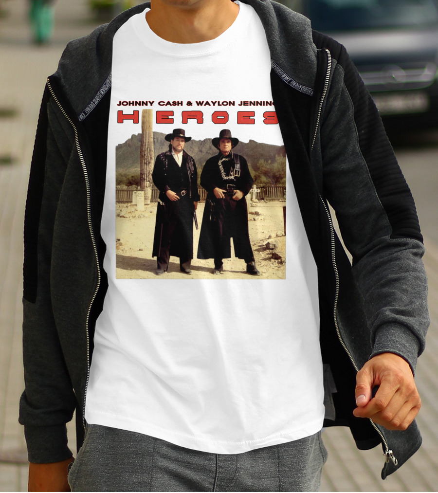 Johnny Cash & Waylon Jennings Heroes Desert Scene T-Shirt