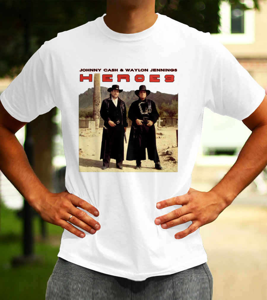 Johnny Cash & Waylon Jennings Heroes Desert Scene T-Shirt