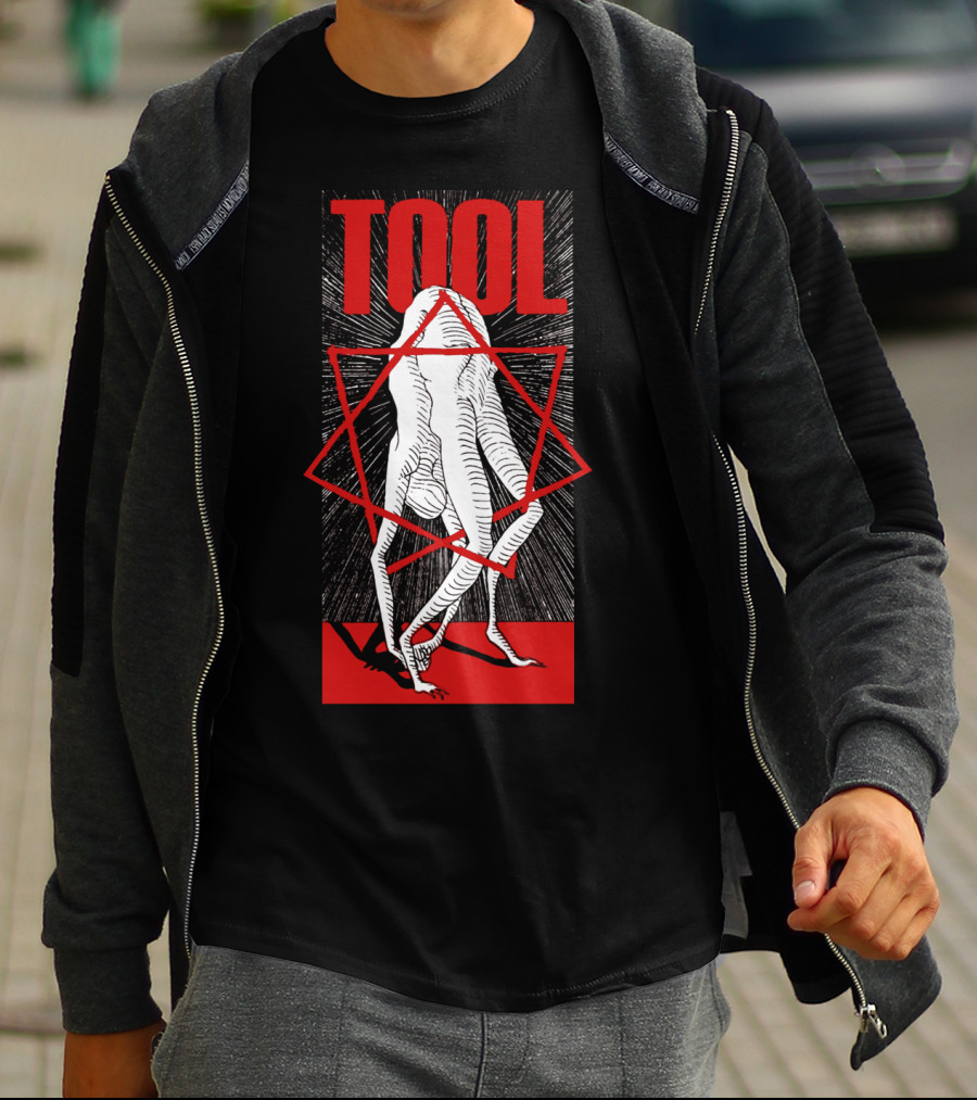 Tool Six-Legged Figure With Geometric Red Star On Black And Red Abstract T-Shirt