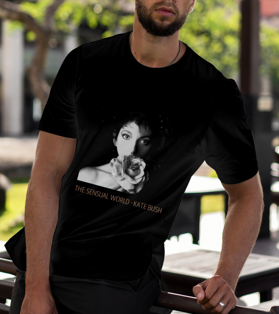 The Sensual World Kate Bush Flower Portrait Black And White T-Shirt