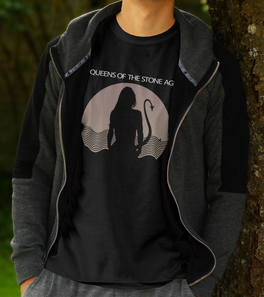Queens Of The Stone Age Mermaid Silhouette With Tail And Waves T-Shirt