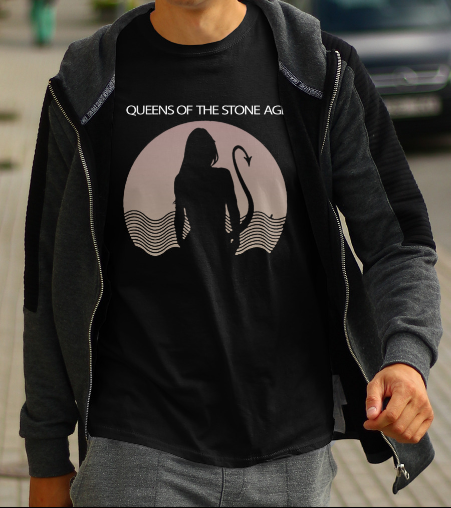 Queens Of The Stone Age Mermaid Silhouette With Tail And Waves T-Shirt