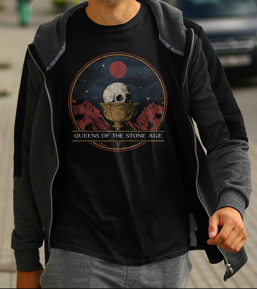 Queens Of The Stone Age Skull Chalice Astral Desert Moon T-Shirt