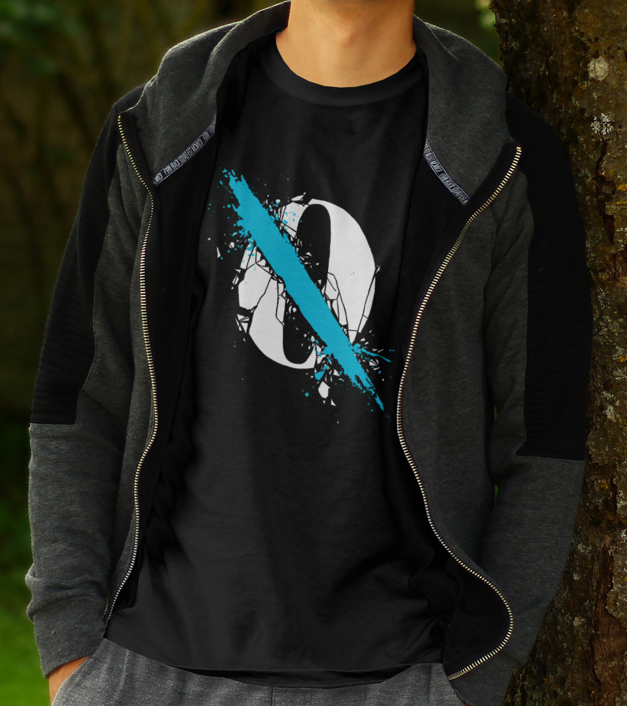Qotsa Cracked Zero With Blue Diagonal Line T-Shirt