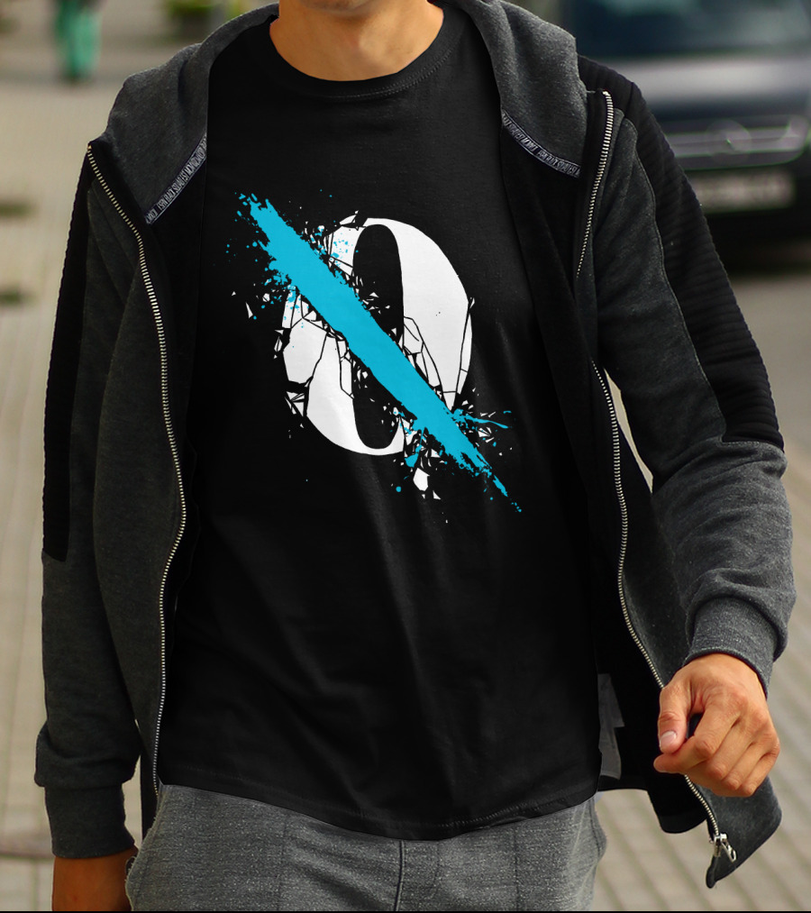 Qotsa Cracked Zero With Blue Diagonal Line T-Shirt