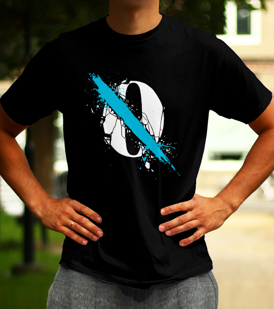Qotsa Cracked Zero With Blue Diagonal Line T-Shirt