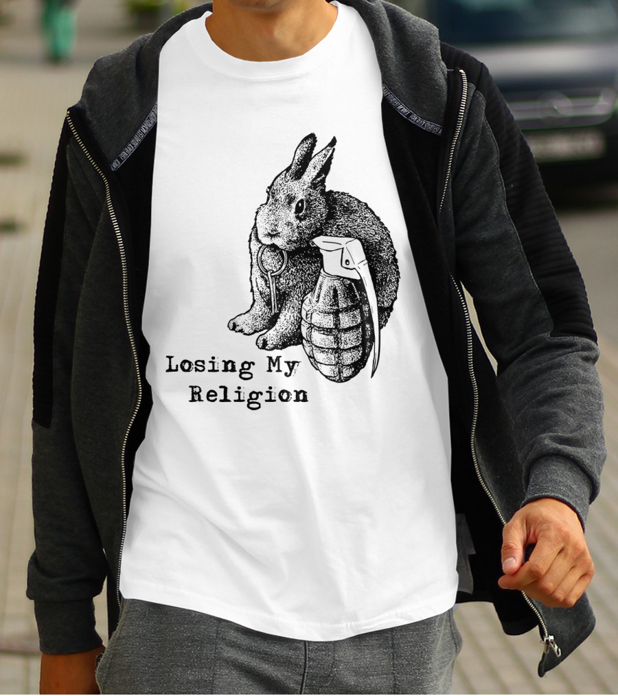 Losing My Religion Surreal Rabbit Grenade T-Shirt