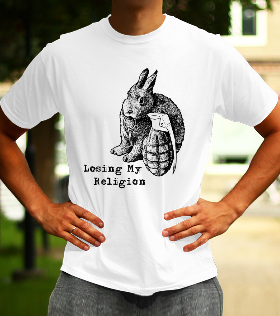 Losing My Religion Surreal Rabbit Grenade T-Shirt