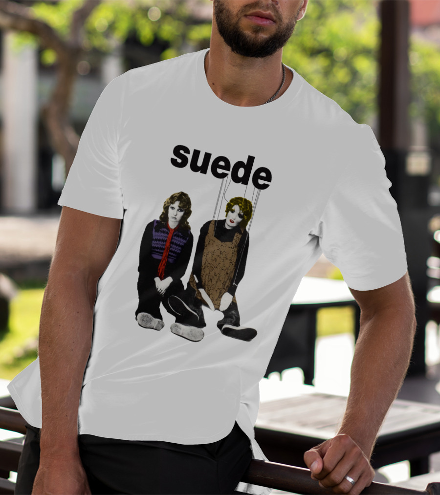 Suede Band Puppet Imagery With Colorful Outfits T-Shirt
