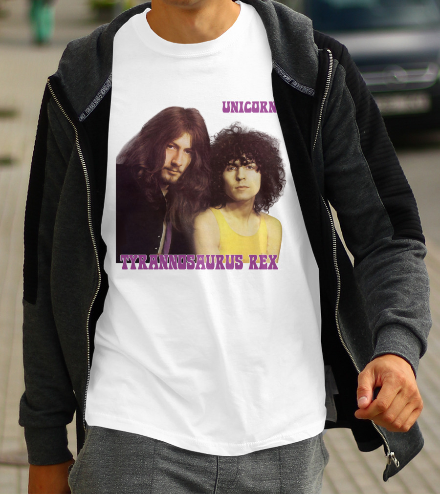 Unicorn Tyrannosaurus Rex Band Members Retro Photo T-Shirt