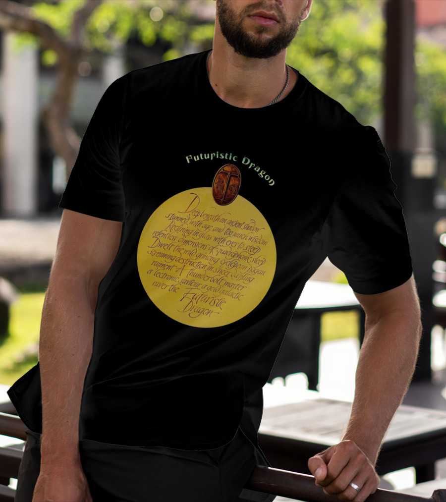 Futuristic Dragon Dwelling In Ancient Shadows With Thunderbolt Mastery T-Shirt