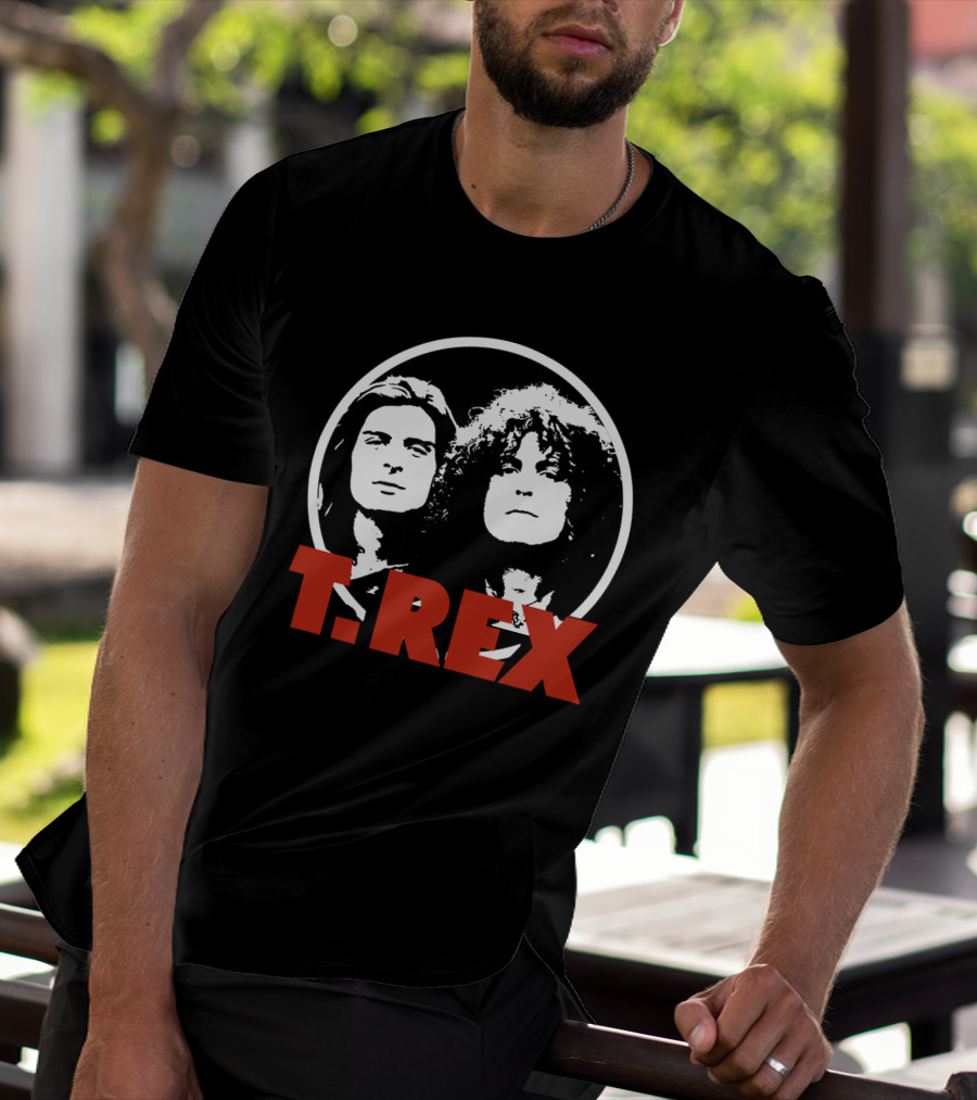 T. Rex Band Graphic Portrait With Bold Red T-Shirt