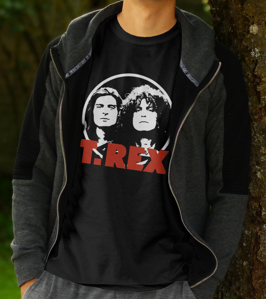 T. Rex Band Graphic Portrait With Bold Red T-Shirt