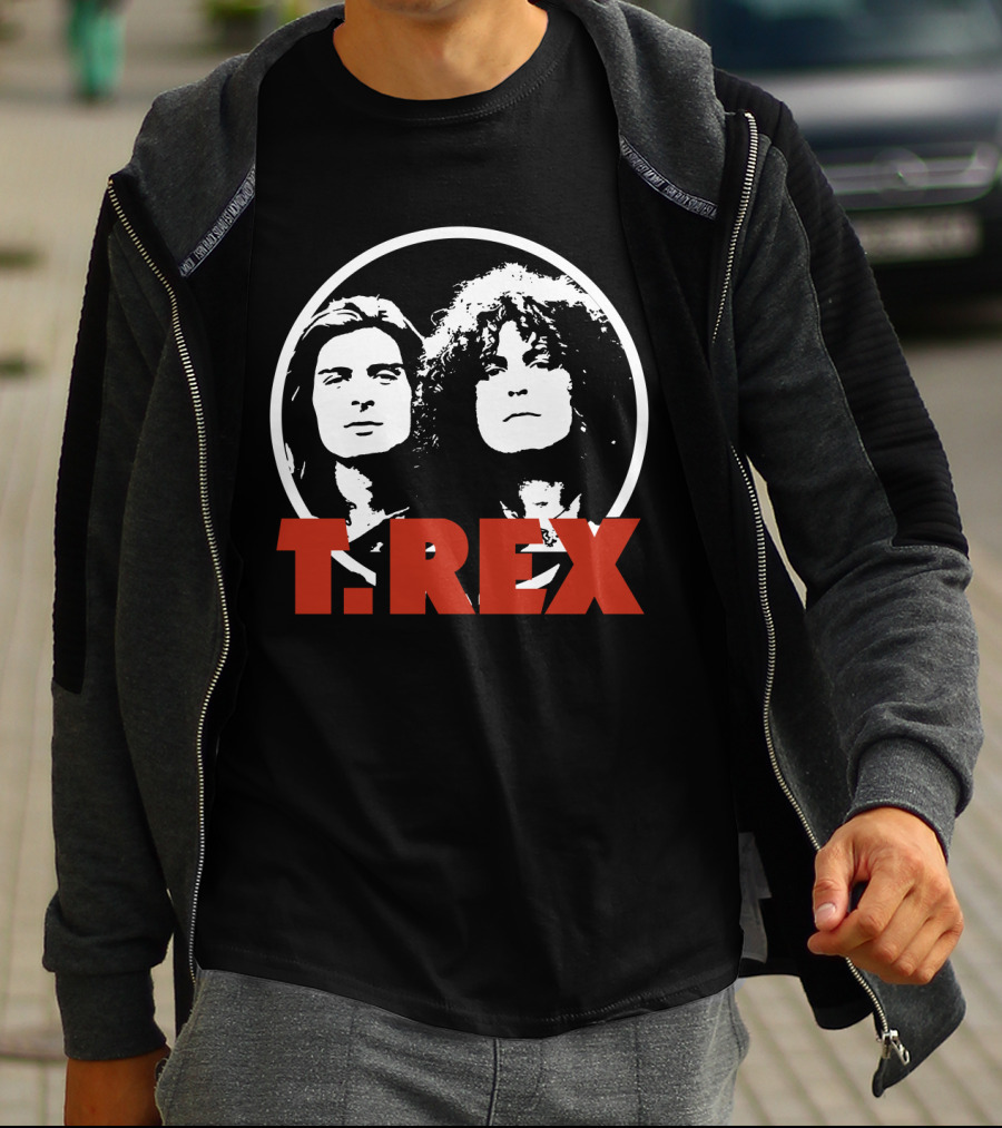 T. Rex Band Graphic Portrait With Bold Red T-Shirt