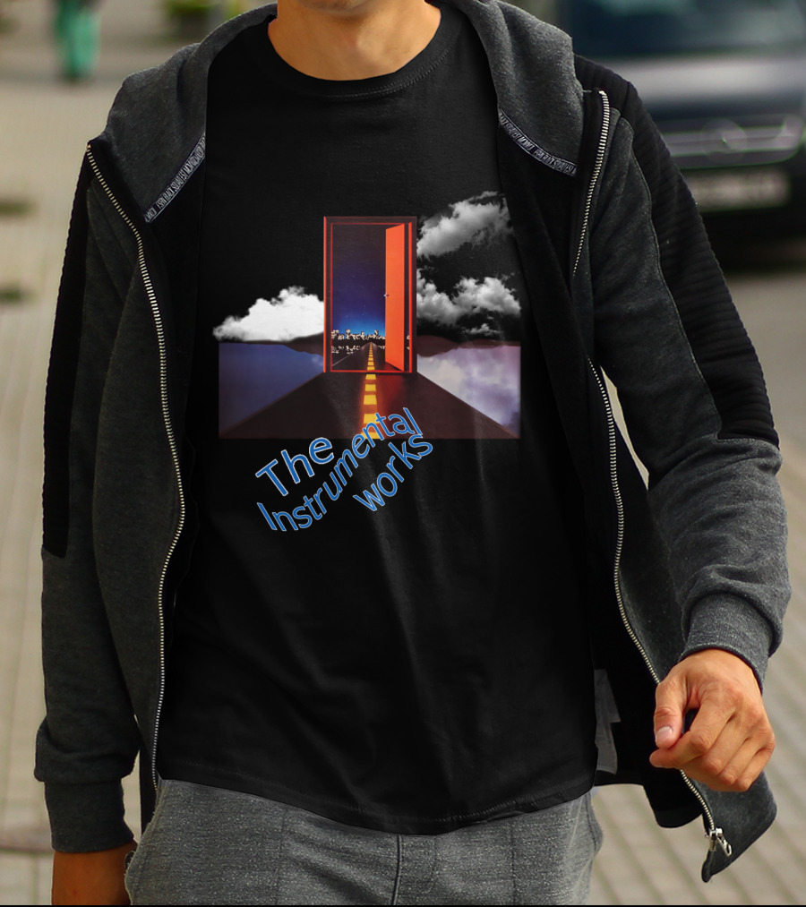 The Instrumental Works Door To Cityscape Under Clouds T-Shirt