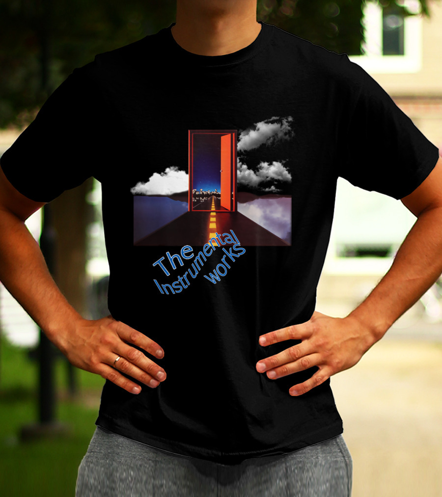 The Instrumental Works Door To Cityscape Under Clouds T-Shirt