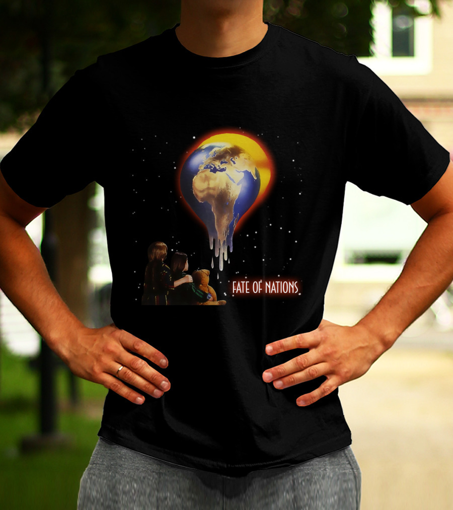 Fate Of Nations Melting Earth With Children And Teddy Bear T-Shirt