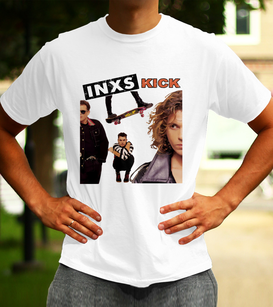 INXS Kick Album Cover Skateboard And Band Members T-Shirt