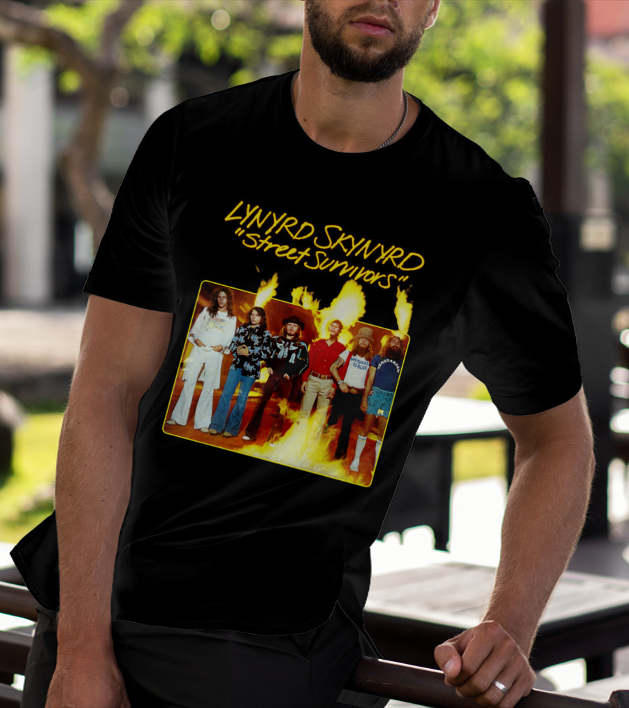 Lynyrd Skynyrd Street Survivors Album Cover Art Fiery T-Shirt