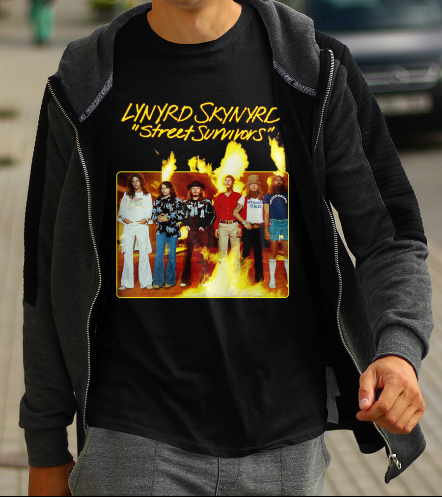 Lynyrd Skynyrd Street Survivors Album Cover Art Fiery T-Shirt