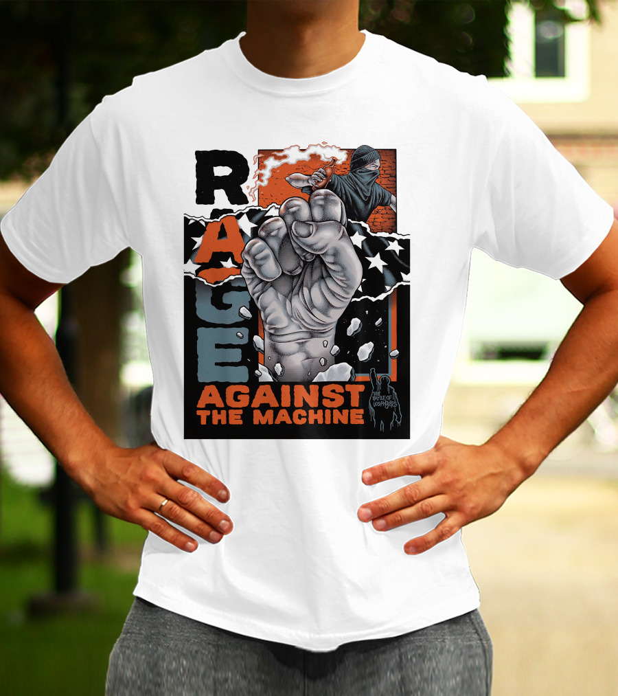 Rage Against The Machine Raised Fist With Stars And Protest T-Shirt