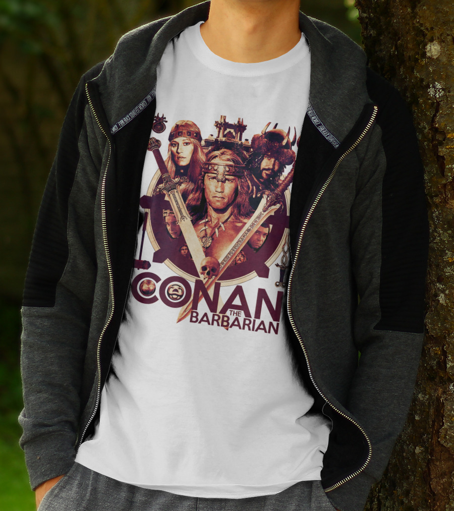Conan The Barbarian Warrior Circle With Swords And Characters T-Shirt