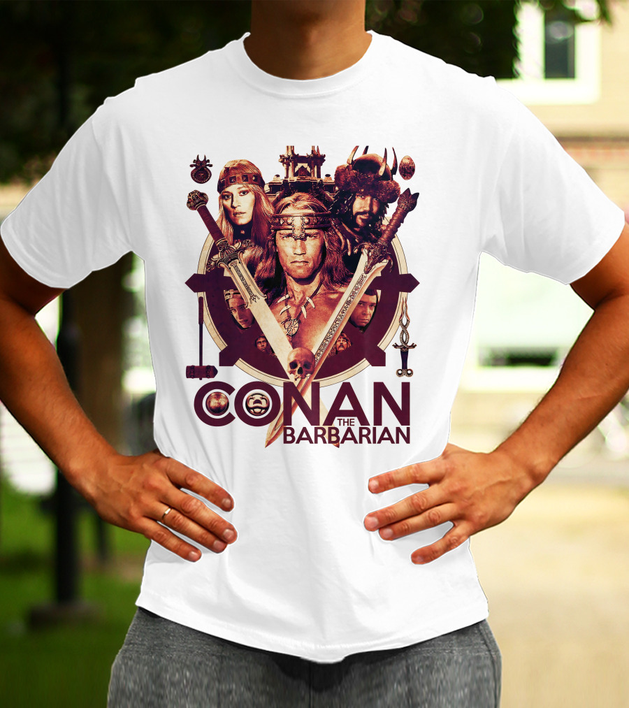 Conan The Barbarian Warrior Circle With Swords And Characters T-Shirt