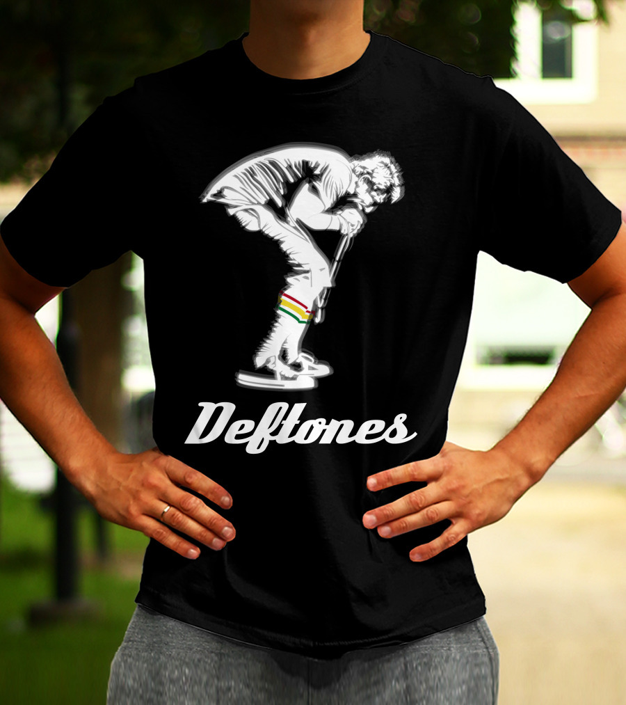 Deftones Dtn (34) Monochrome Kneeling Figure With Colorful Ankle Band T-Shirt