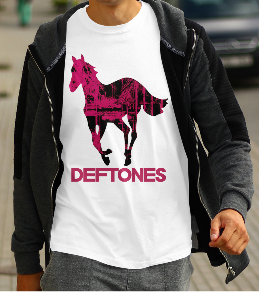 Deftones Pink Horse Motif T-Shirt