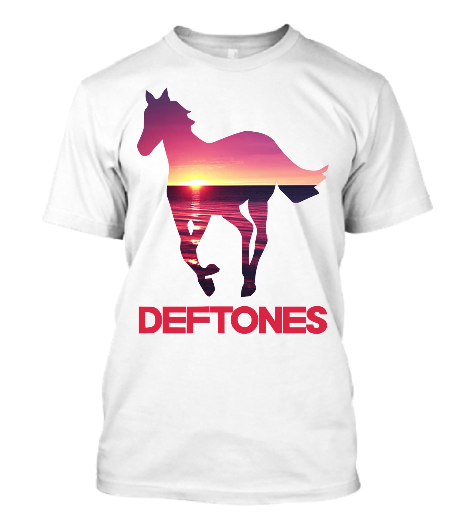 Deftones Sunset Horse Silhouette Ocean Scene T-Shirt