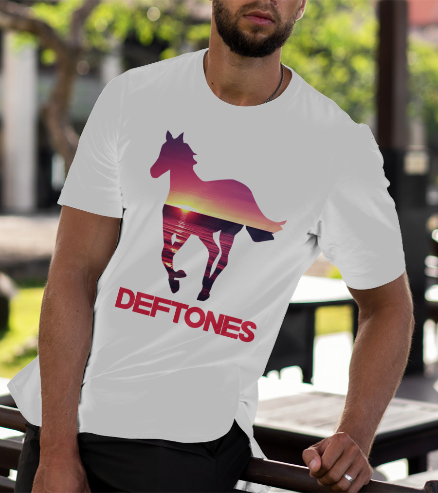 Deftones Sunset Horse Silhouette Ocean Scene T-Shirt