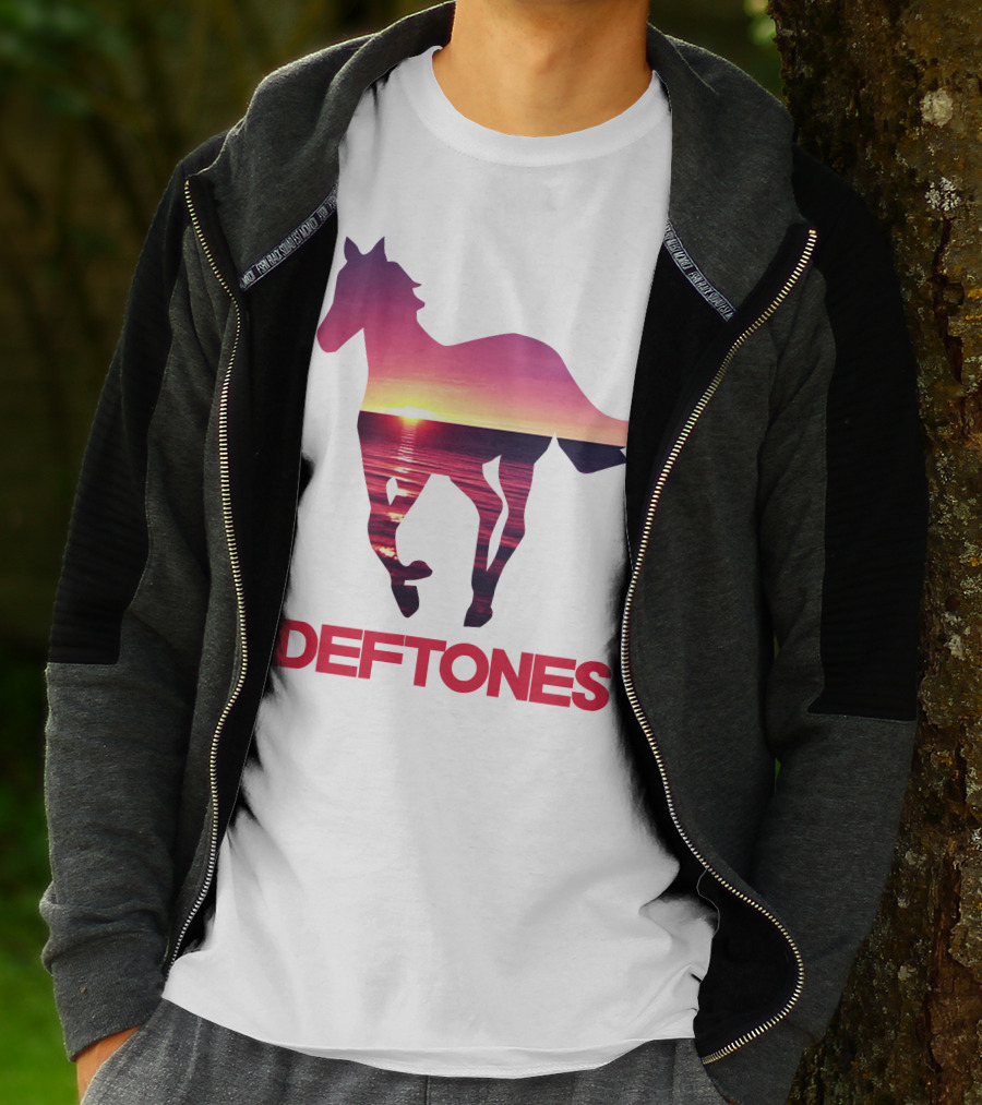 Deftones Sunset Horse Silhouette Ocean Scene T-Shirt