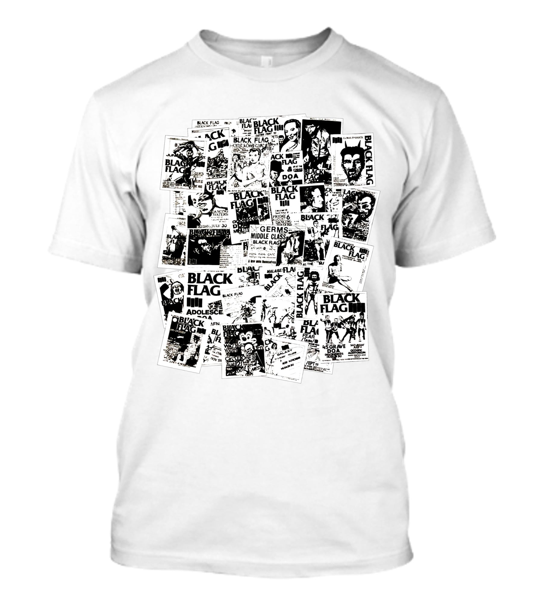 Black Flag Punk Collage With Germs Middle Class Adolescents Doa Battle Of The Bands T-Shirt
