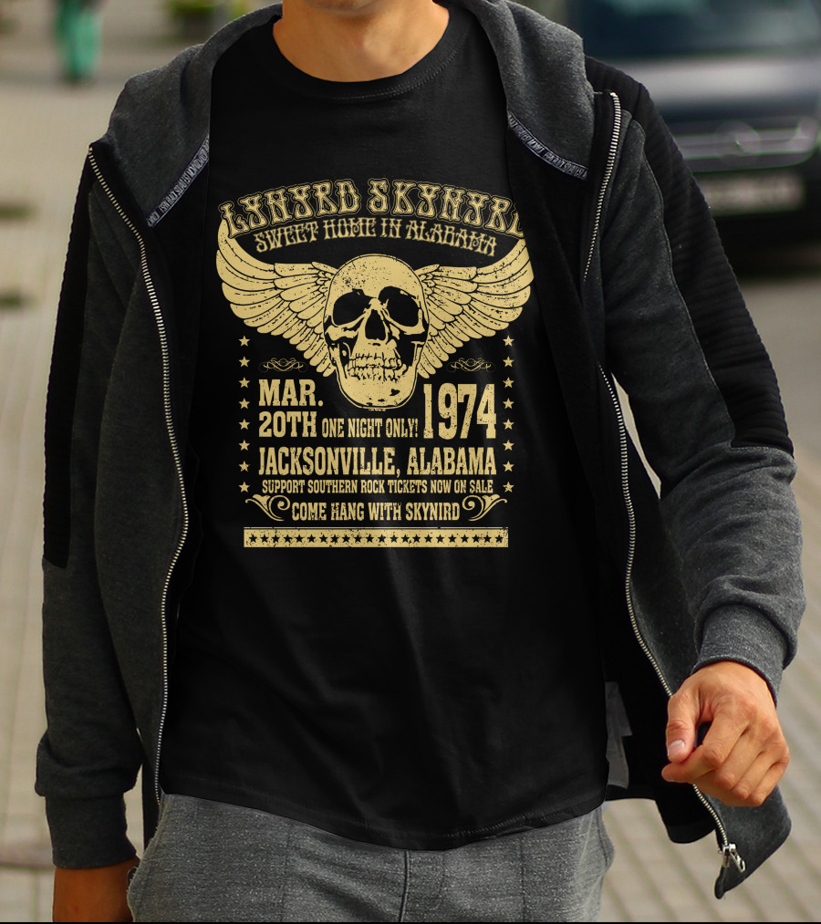 Lynyrd Skynyrd Sweet Home Alabama Mar 20Th 1974 Jacksonville Alabama T-Shirt