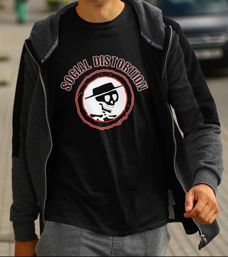 Social Distortion Skeleton Logo With Hat T-Shirt